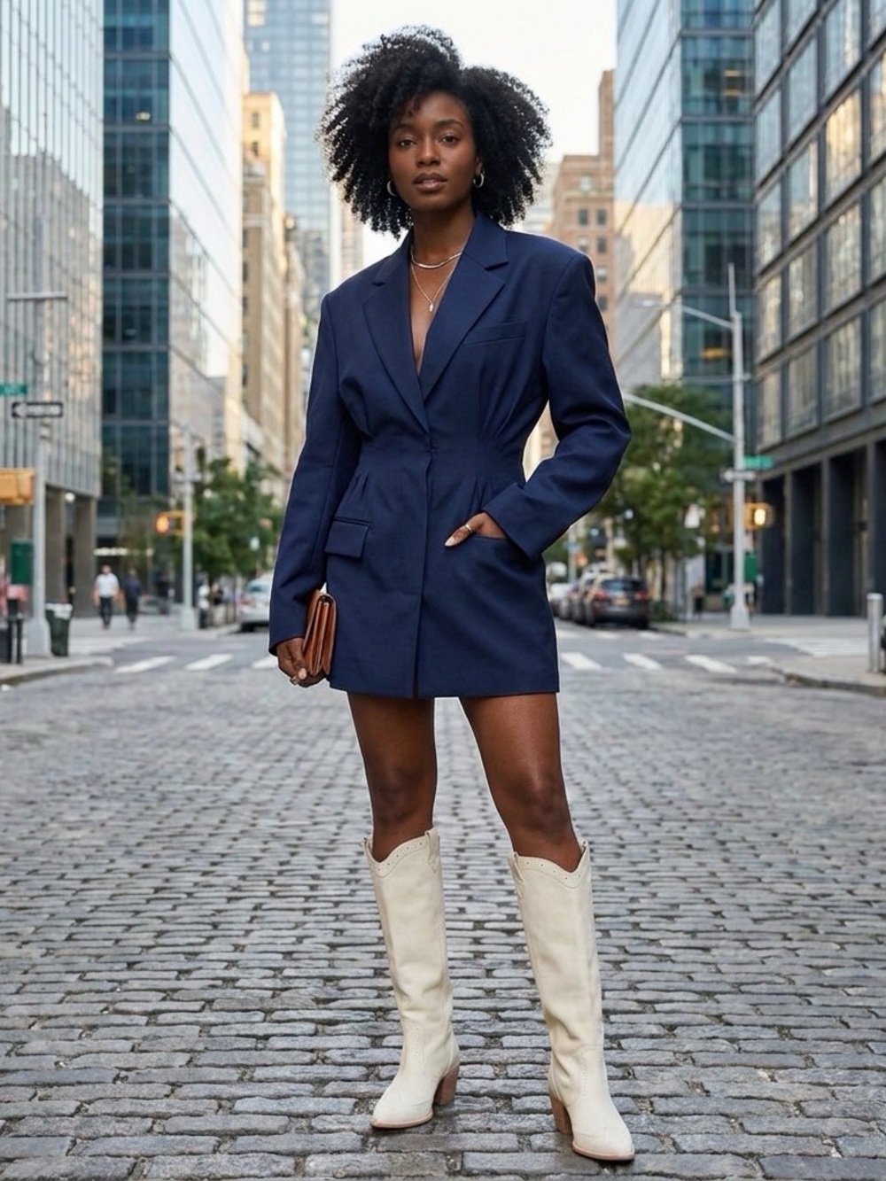Vintage Barneys New York White Leather Western Knee High Boots
